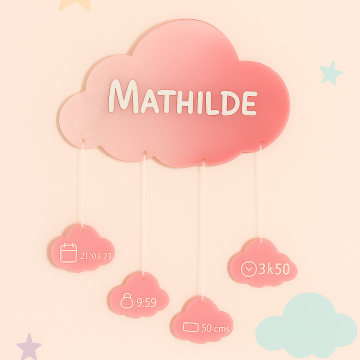 Nuage de naissance personnalisé rose