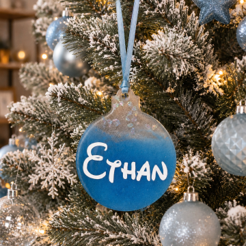 Suspension de Noël en résine personnalisée bleue