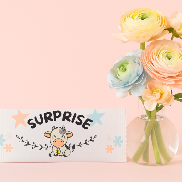 Pochette surprise annonce de grossesse vache grise