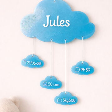 Nuage de naissance personnalisé bleu