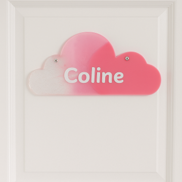 Plaque de porte en résine personnalisée rose